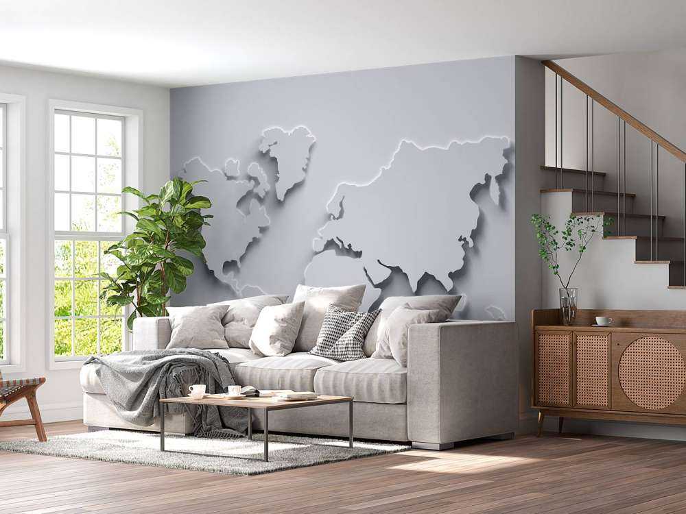 Carte du monde 3D blanche