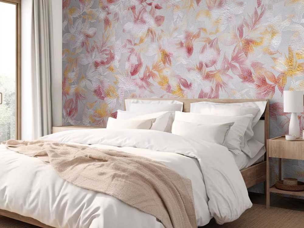 Fleurs sur fond gris