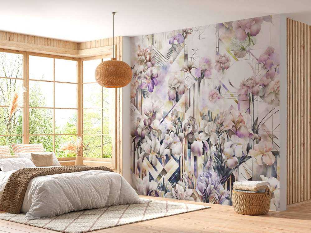 Immenses iris aquarelle violets