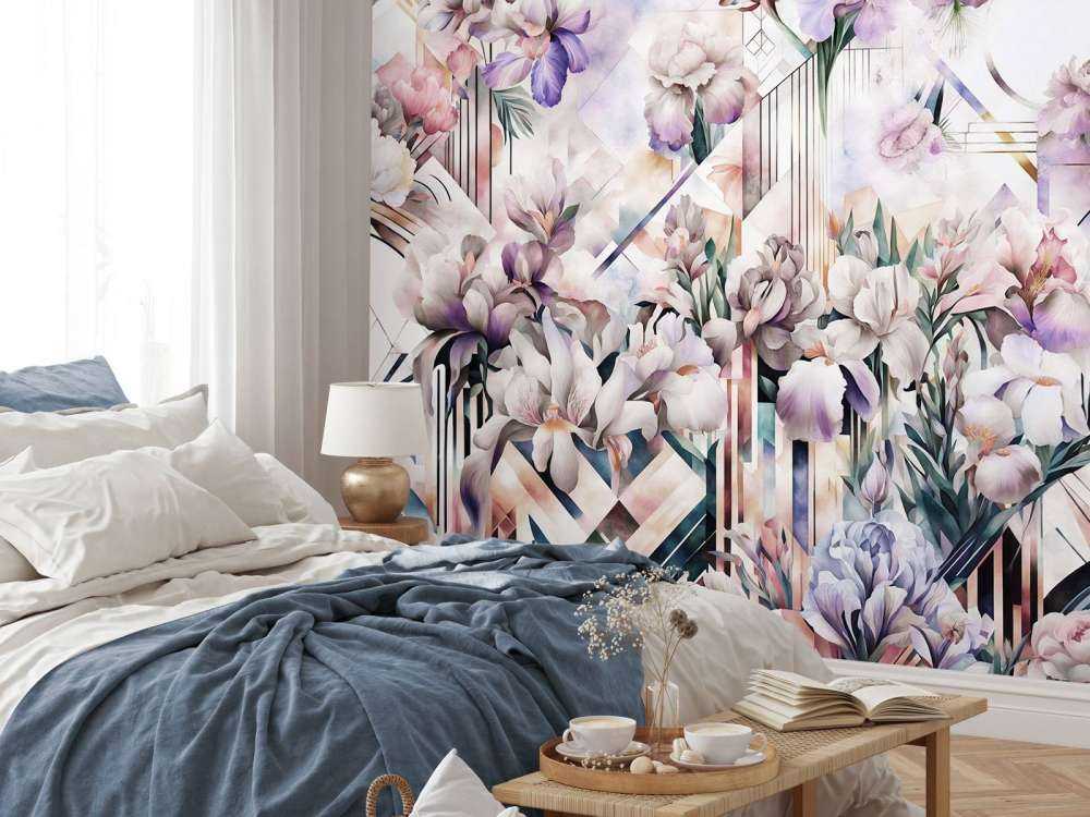 Immenses iris aquarelle roses