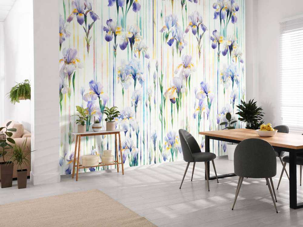 Iris et rayures pastel sans couture