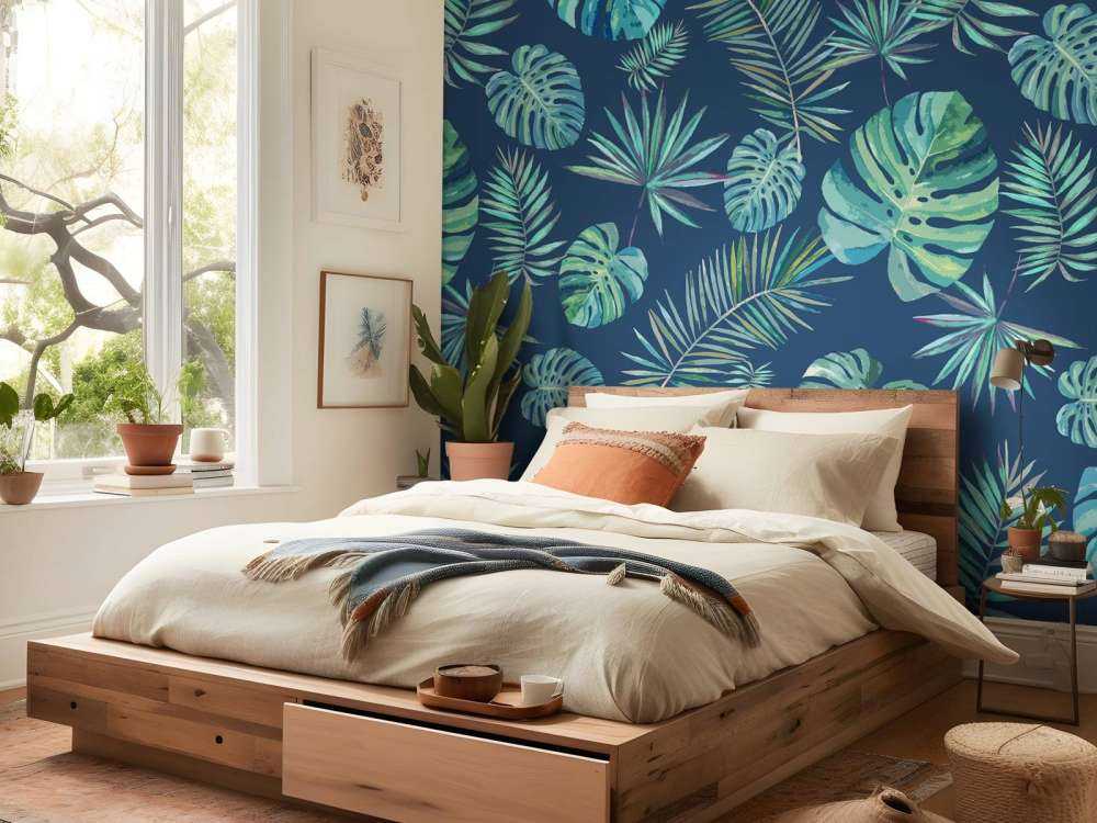 Feuilles de palmier et monstera