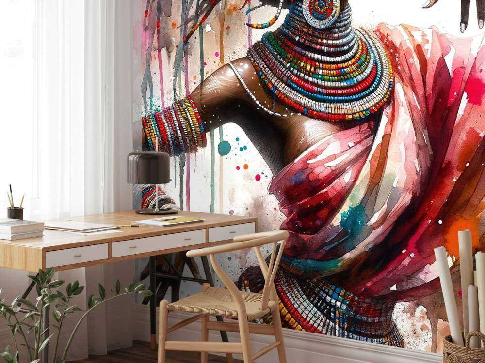 Danseur africain à l'aquarelle