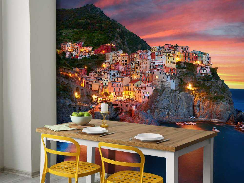 Une ville italienne au coucher du soleil