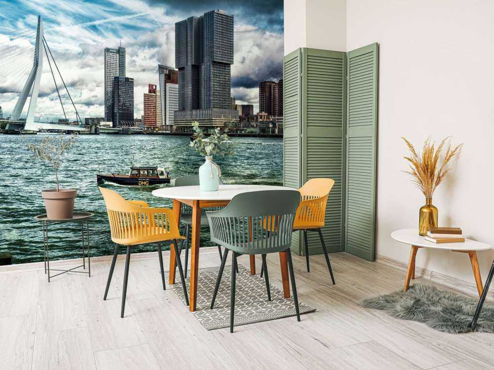 Skyline' Rotterdam avec vue sur le Kop van Zuid en couleur 
