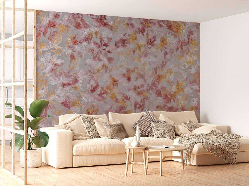 Fleurs sur fond gris
