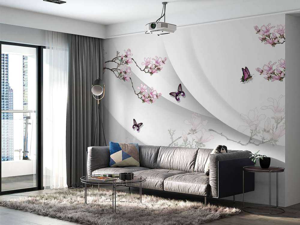 Fond blanc en 3D avec fleur décorative