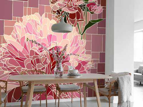 Mosaïque de fleurs roses