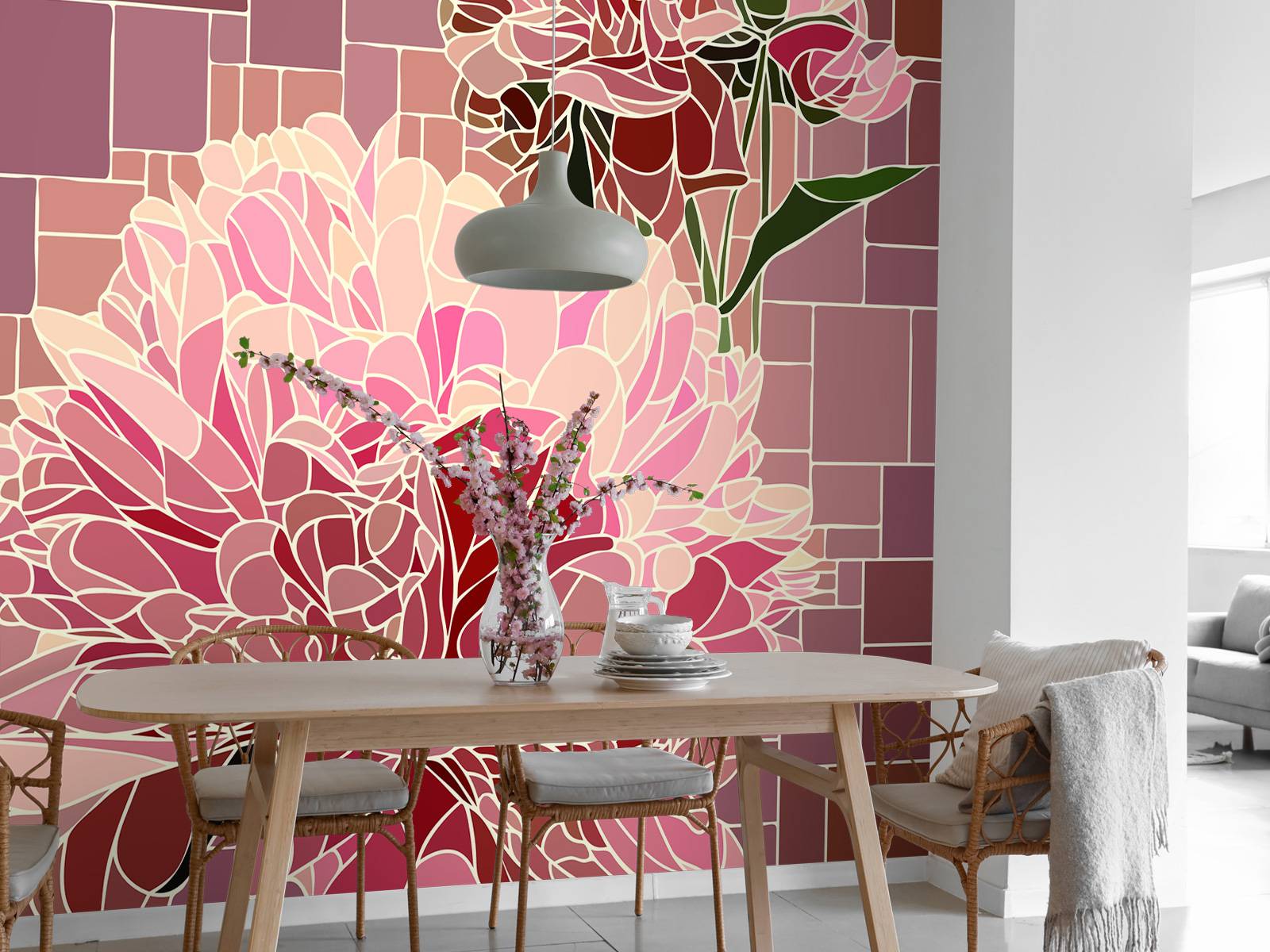 Mosaïque de fleurs roses
