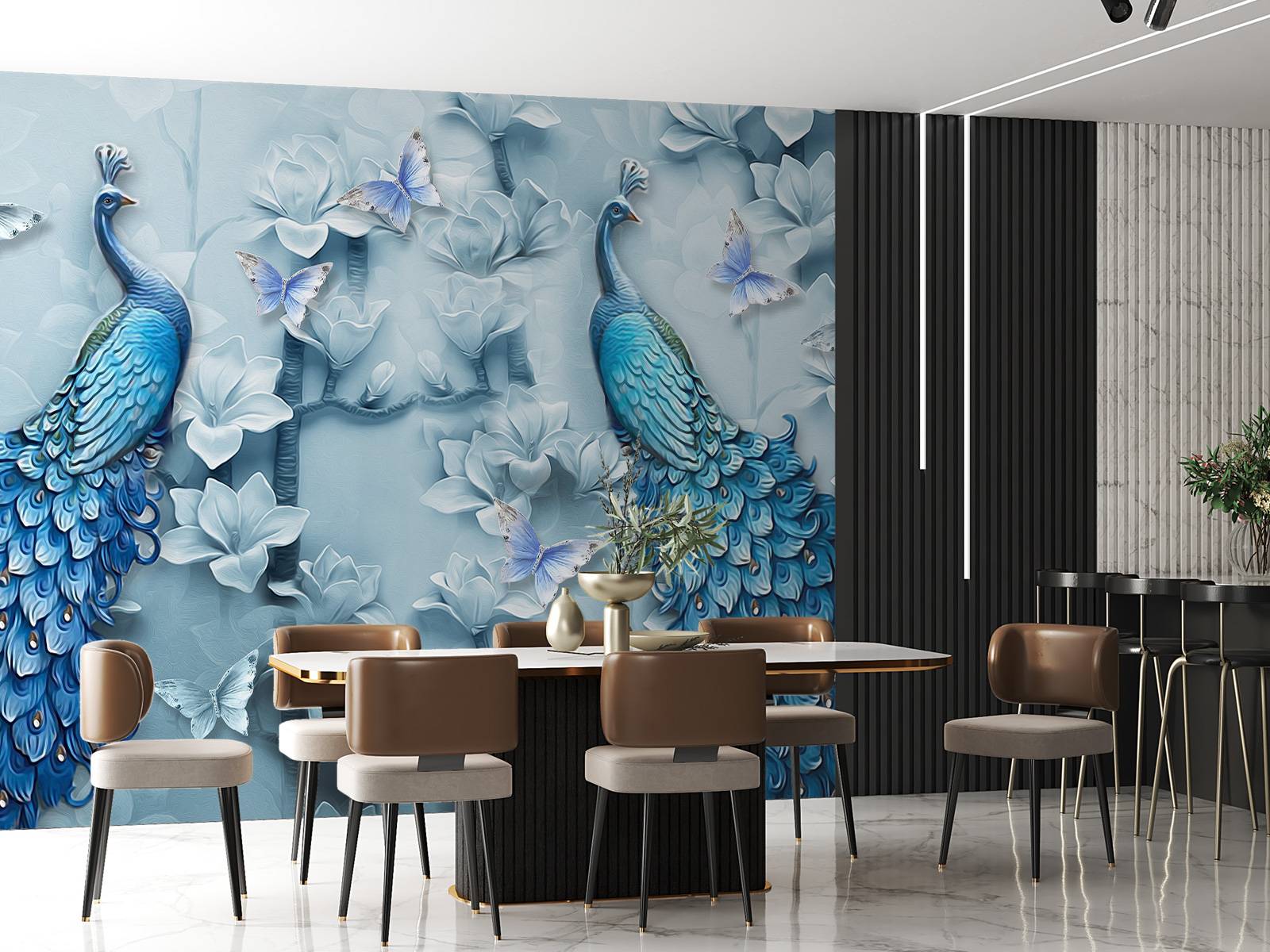 Paons et papillons