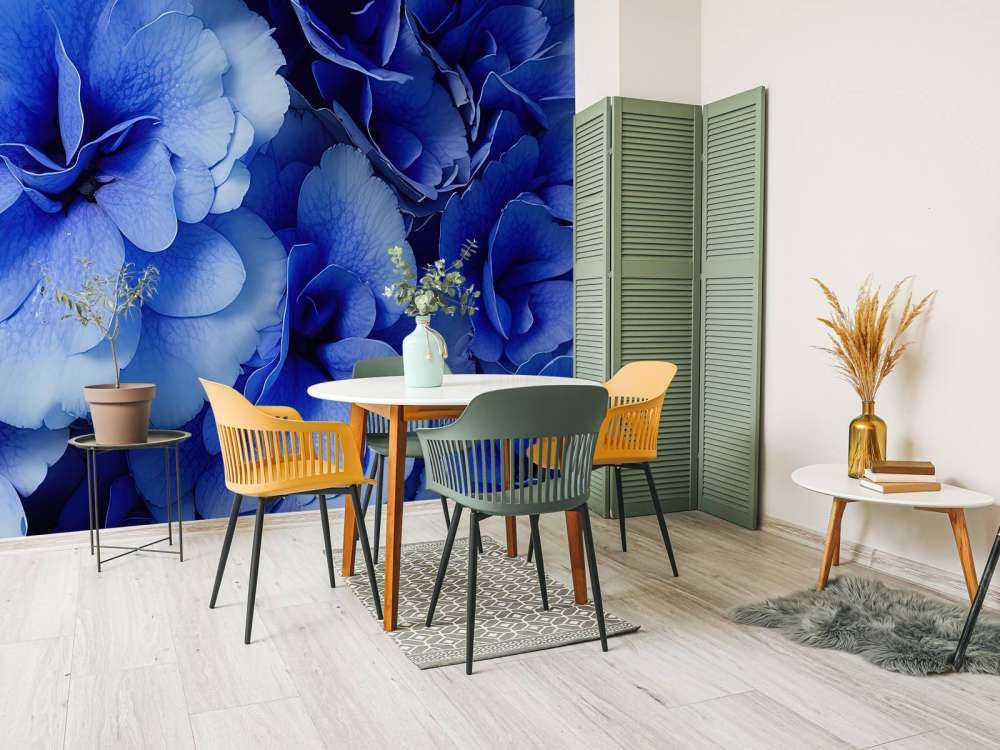 Gros plan sur des hortensias bleus