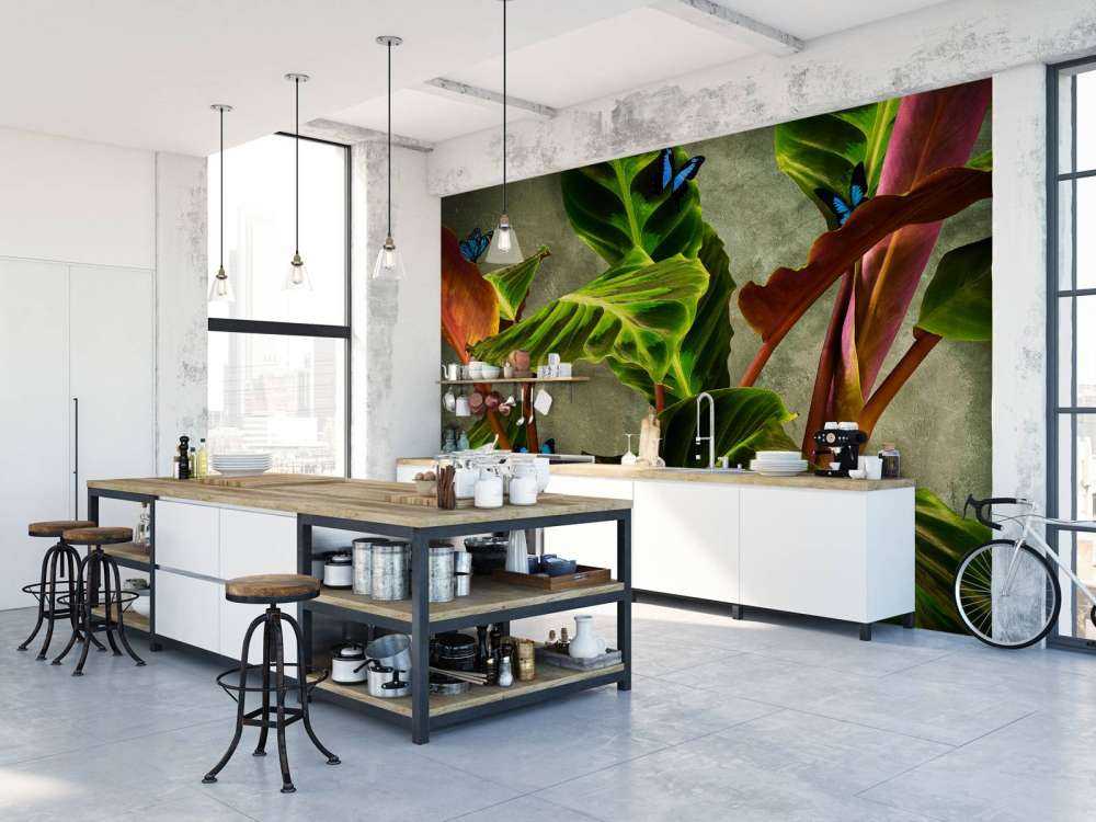 Plante verte avec papillons