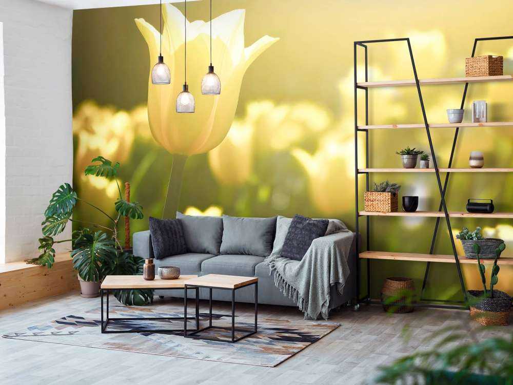 Gros plan sur la tulipe jaune