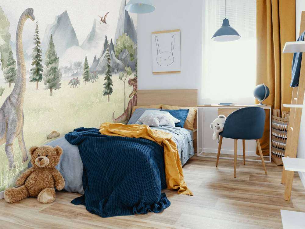 Paysage avec dinosaures en couleur