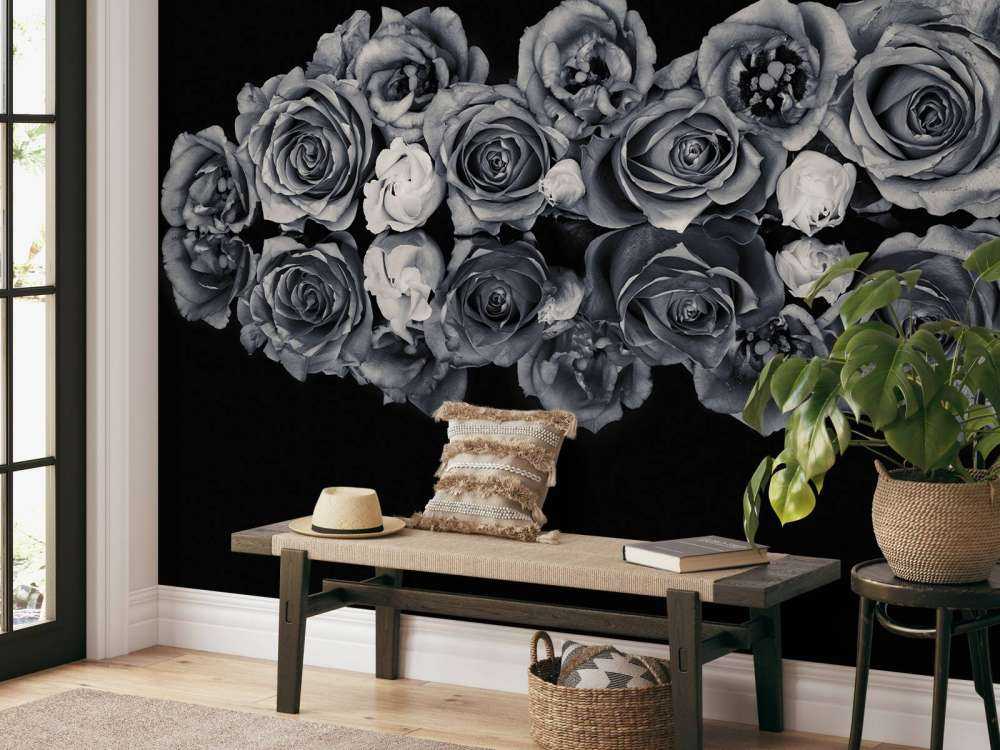 Bouquet de roses noir et blanc