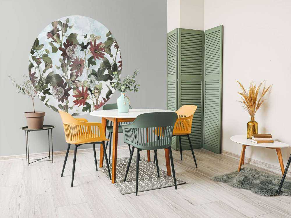 Sept oiseaux dans un feuillage enchanté - Bleu doux