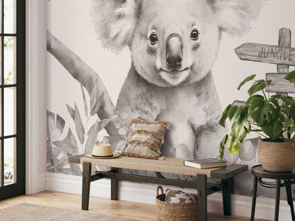Bébé koala dans la jungle beige