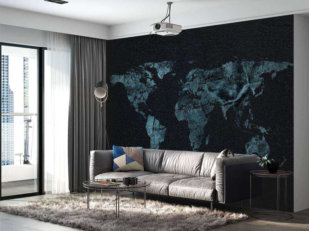 Carte du monde bleue