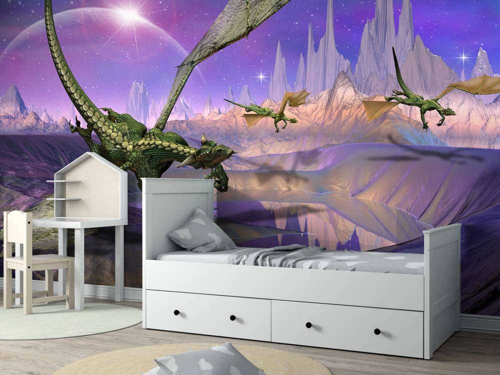 Des dragons dans un paysage fantastique