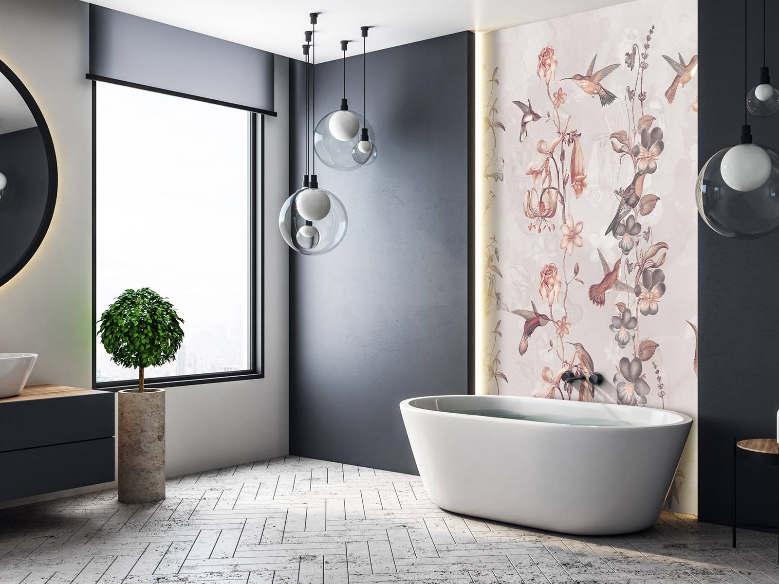 Weadow et Fleurs de Jardin Rose Ancien