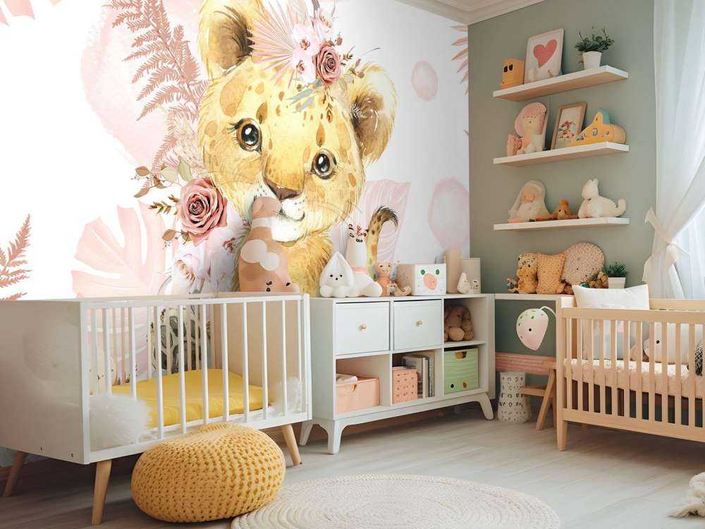 Bébé lionne jungle rose