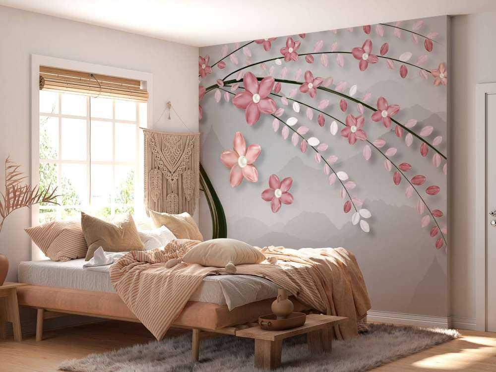 Arbre 3D avec des fleurs roses