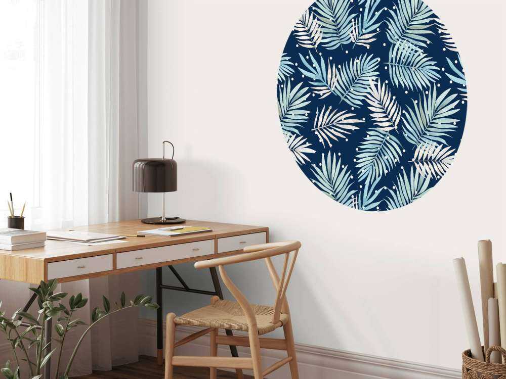 Motif de feuilles tropicales bleu canard