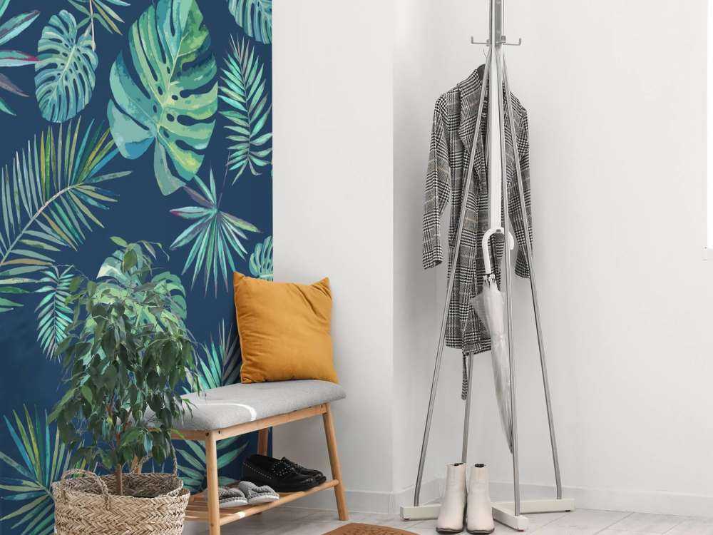 Feuilles de palmier et monstera