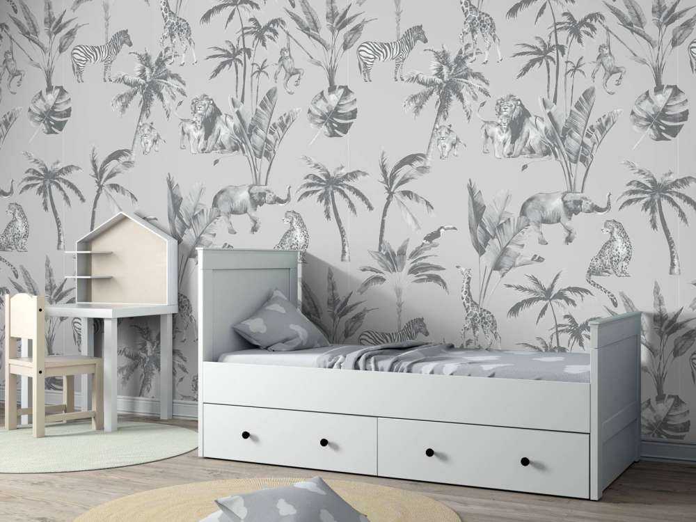 Motif de la jungle animale en gris