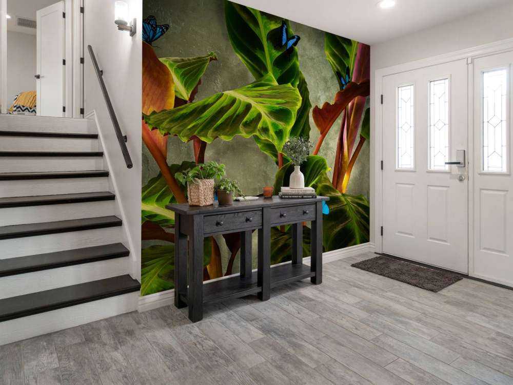 Plante verte avec papillons