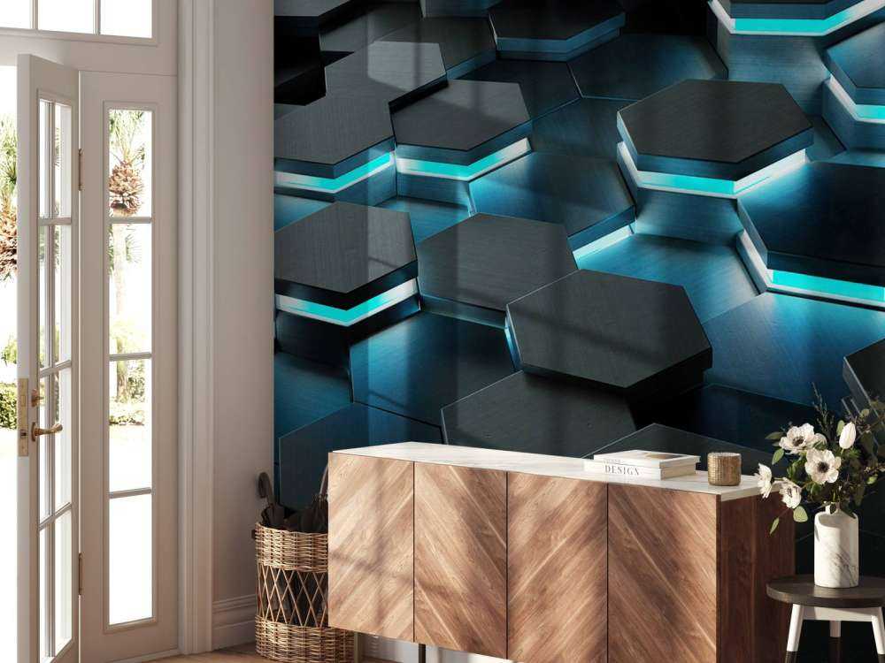 Hexagones 3D lumineux