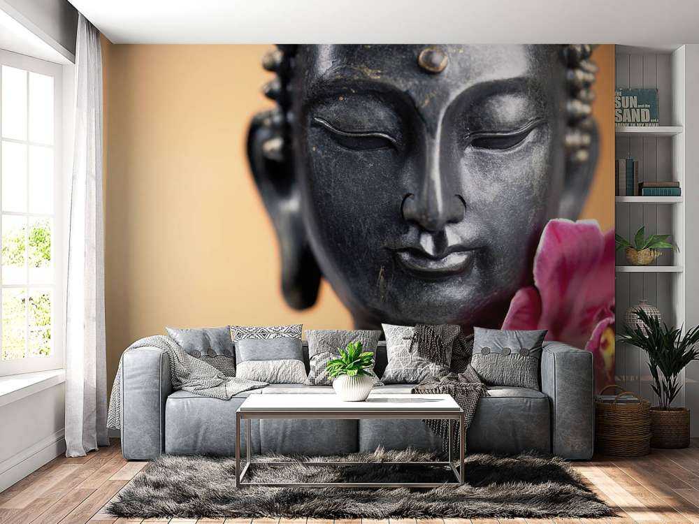 Bouddha et l'orchidée rose
