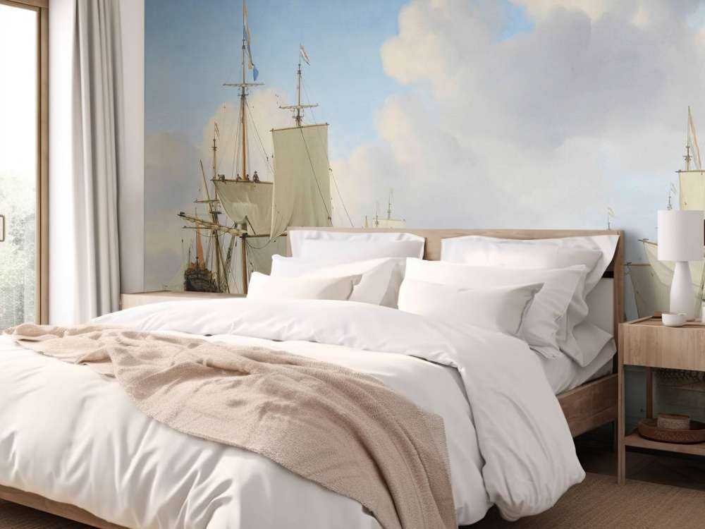 Photo wallpaper Rijksmuseum. Des navires néerlandais sur une mer calme.
