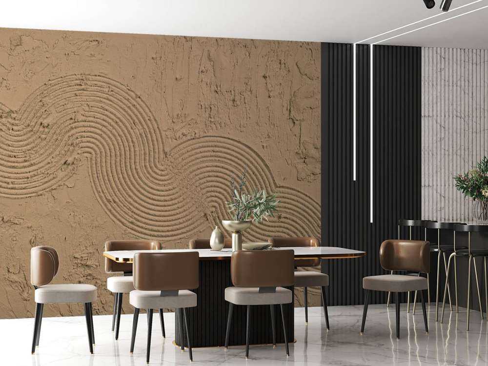 Jardin zen texturé en brun