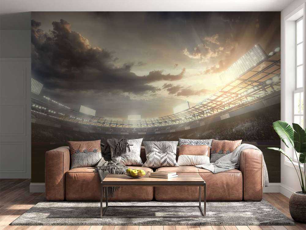Stade au coucher du soleil