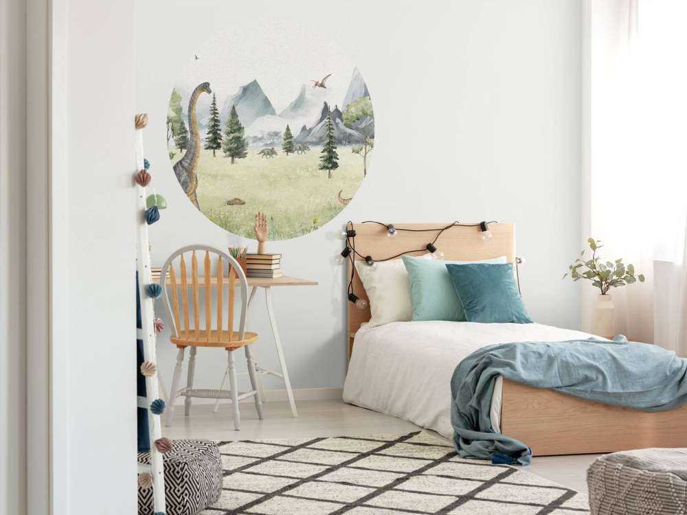Paysage avec dinosaures en couleur