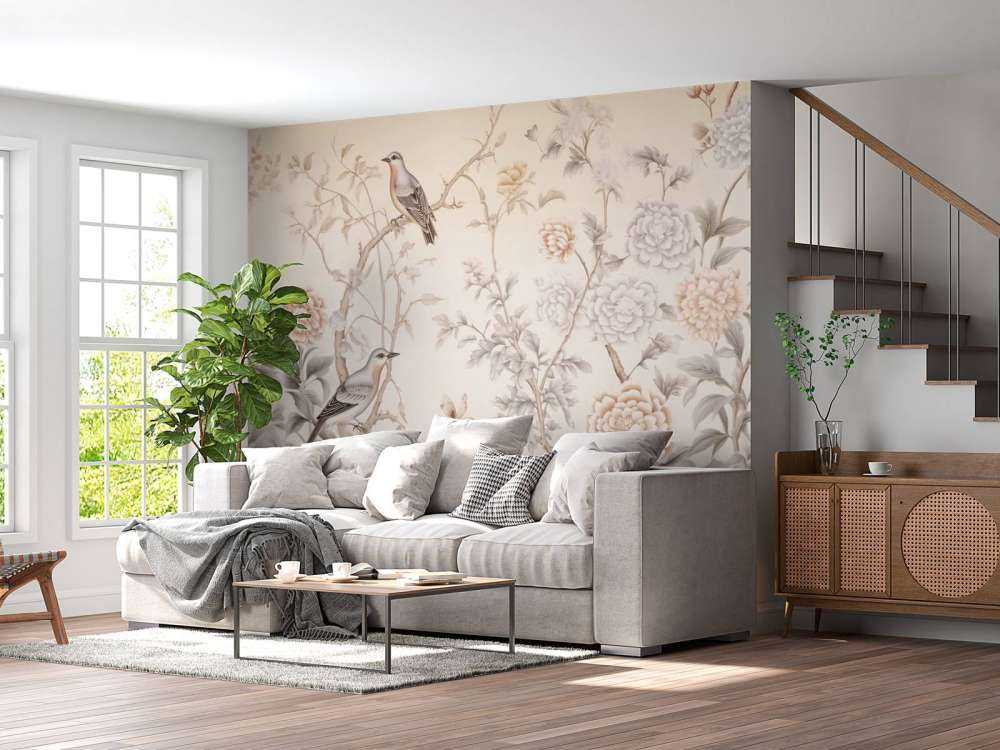 Paysage fleuri dessiné