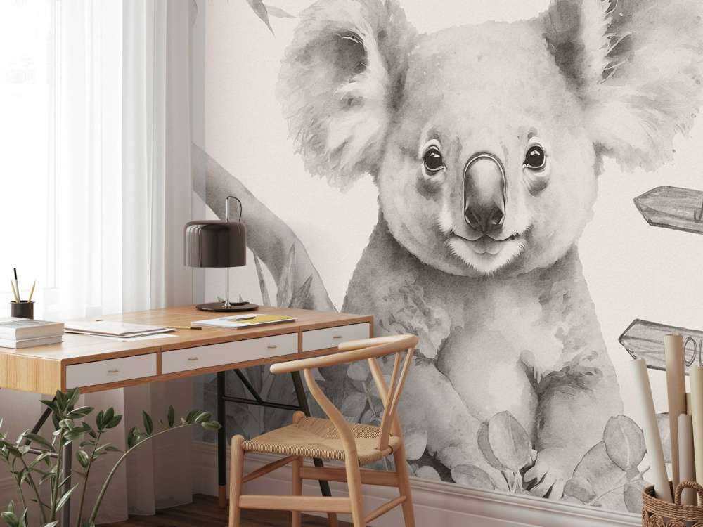 Bébé koala dans la jungle beige