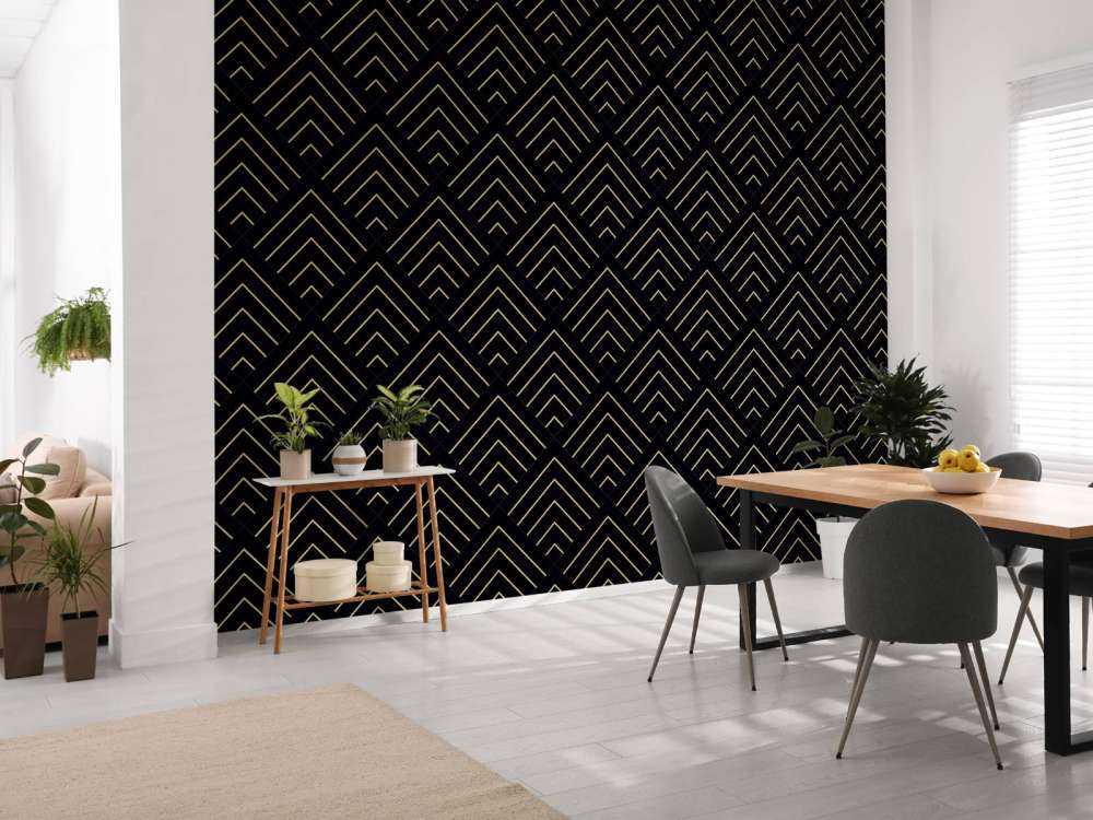 Motif Lignes dorées, noires