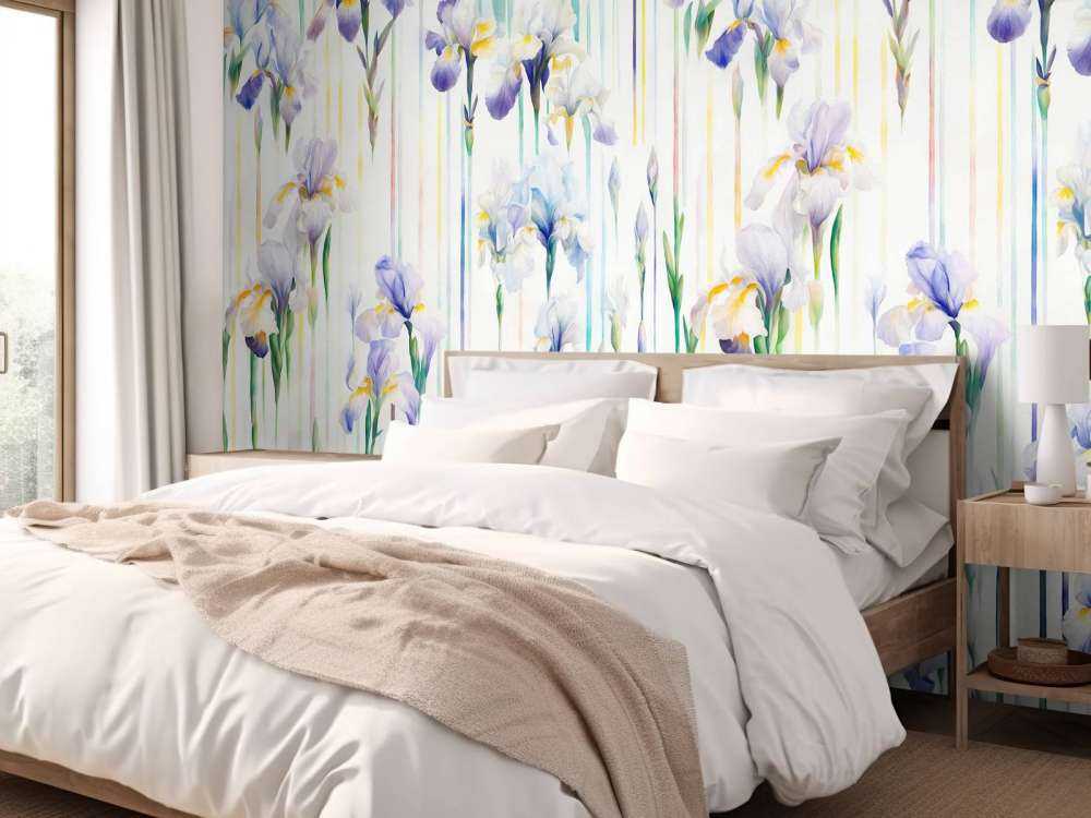 Iris et rayures pastel sans couture