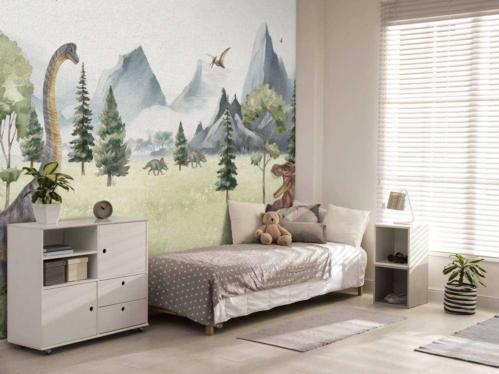 Paysage avec dinosaures en couleur