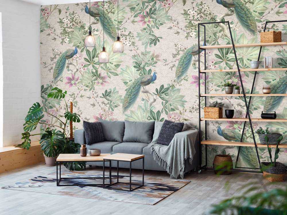 Paons de jardin vintage - crème