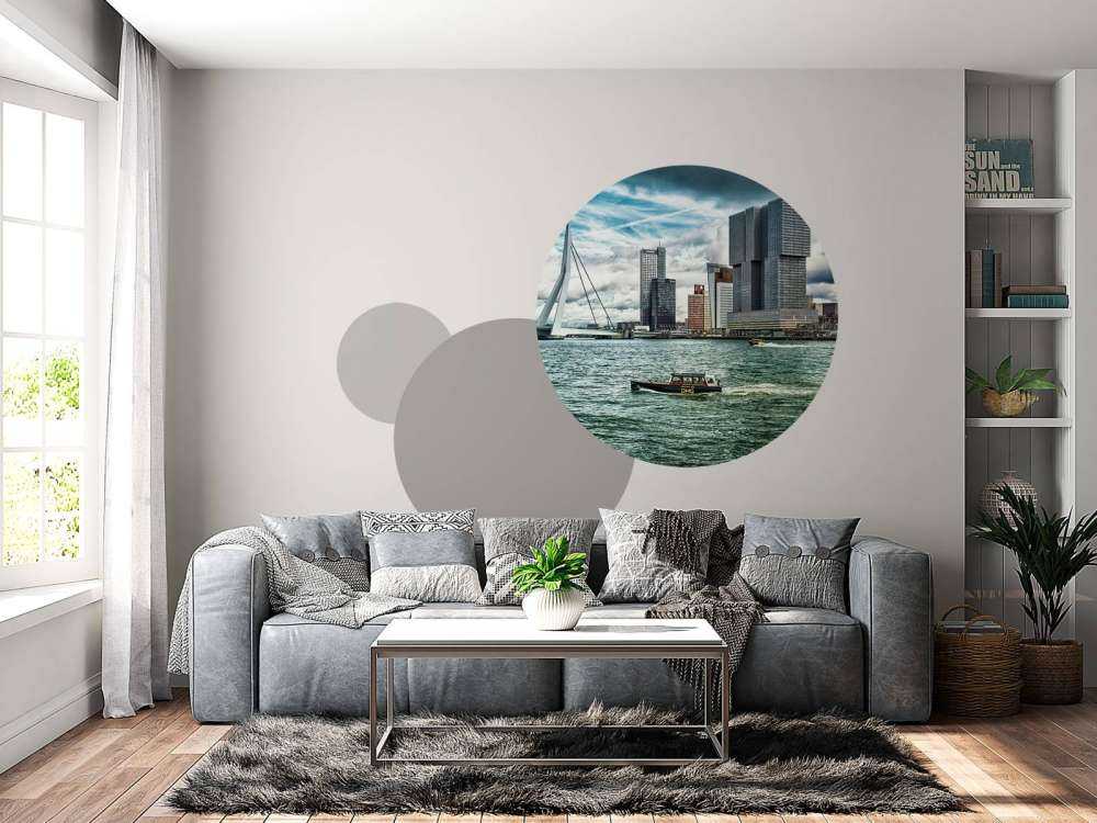 Skyline' Rotterdam avec vue sur le Kop van Zuid en couleur 