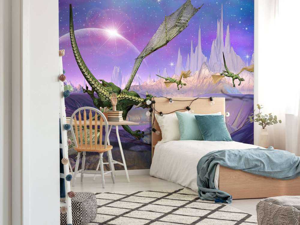 Des dragons dans un paysage fantastique