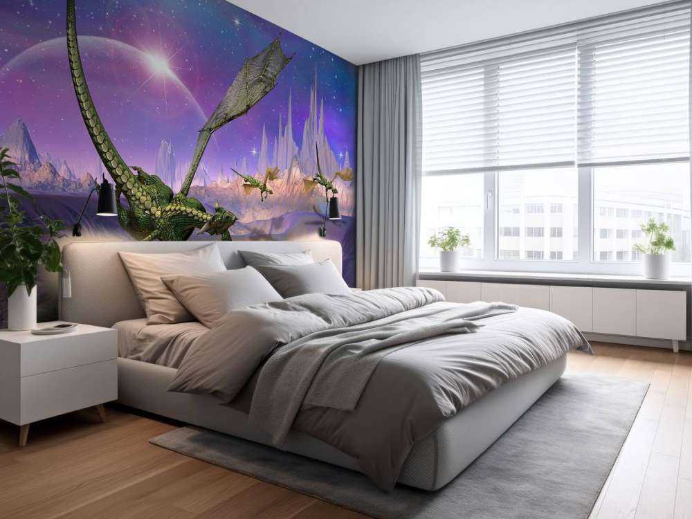 Des dragons dans un paysage fantastique