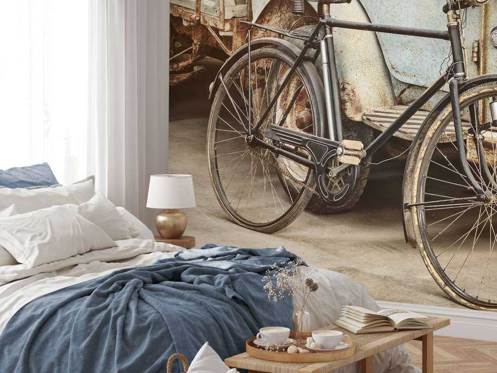 Rétro vieux vélo avec camion