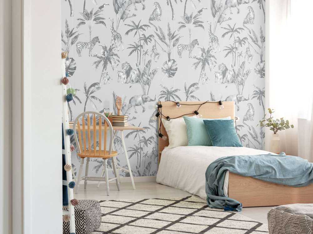 Motif de la jungle animale en gris