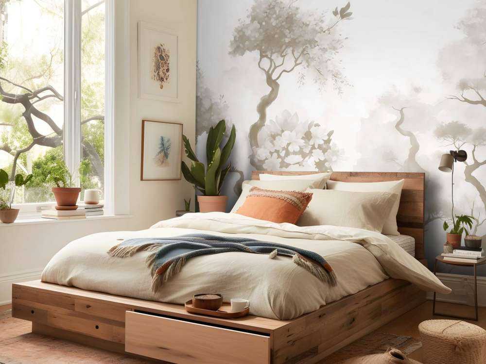 Arbres en fleurs gris