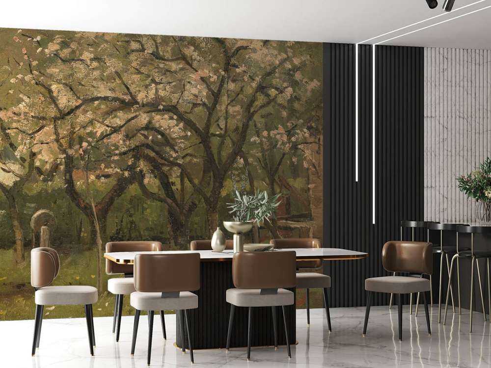 Arbre fleuri dans un verger
