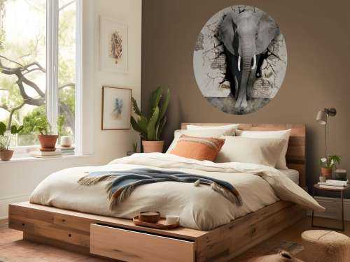 L'éléphant en 3D depuis le mur
